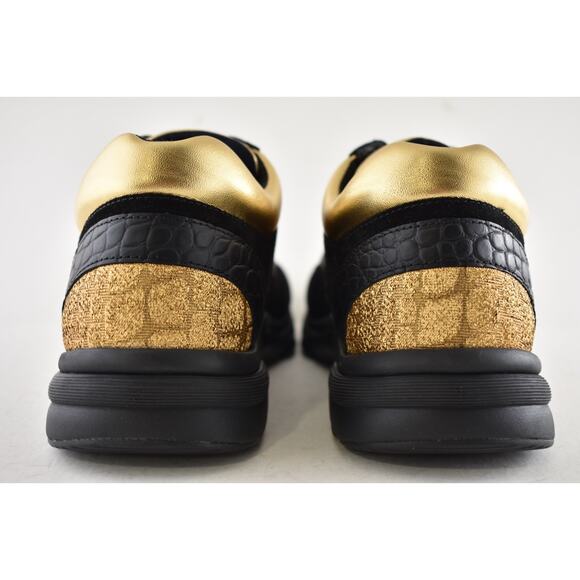 Chanel 19A Mens Black Gold Croc Suede CC Logo Low Top Trainer Sneaker 44 11 - Picture 13 of 14